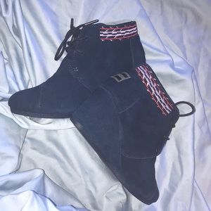 Navy Blue Ankle Booties for Toms